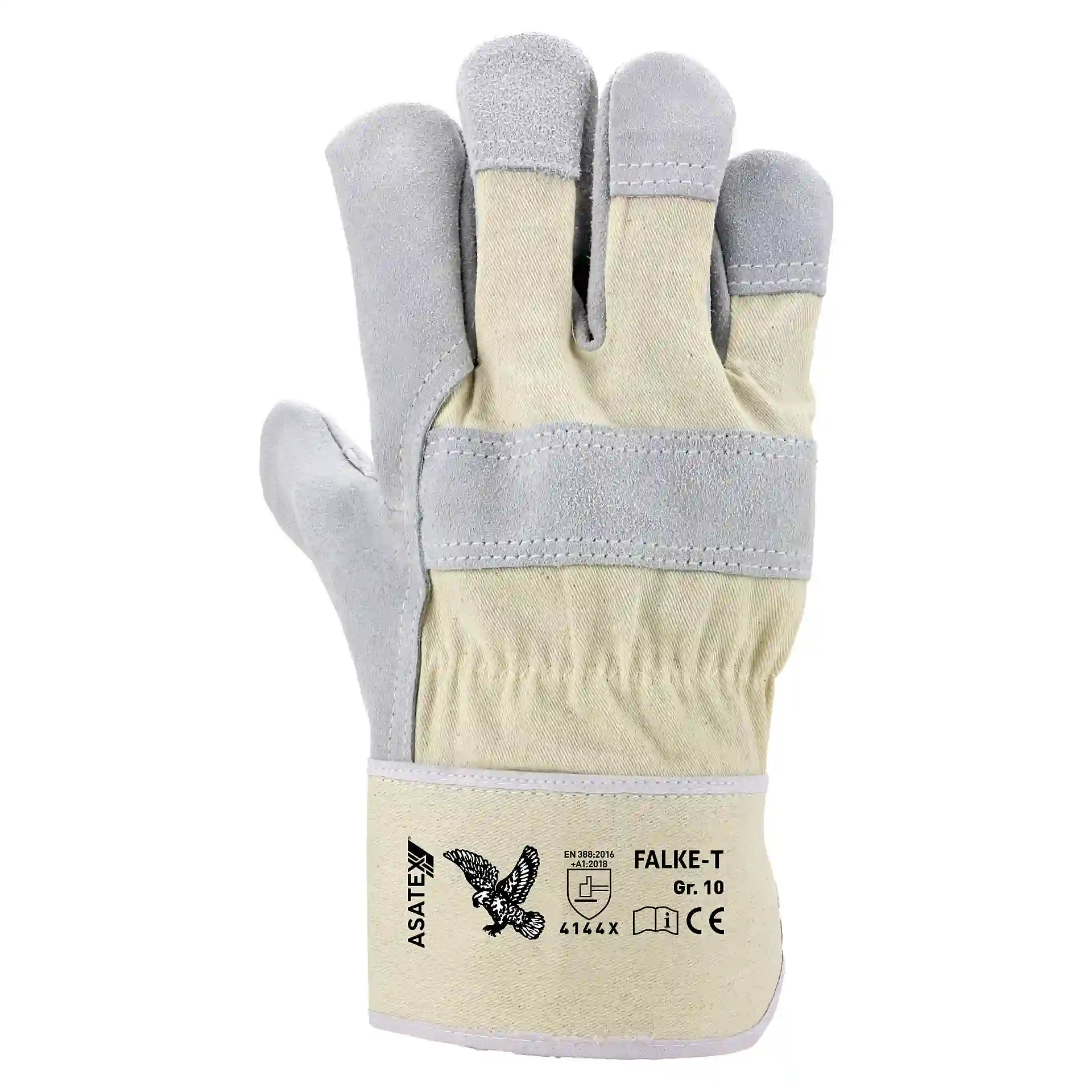 Robuster Rindspaltleder Handschuh FALKE-T10 Premium Leder Arbeitshandschuh