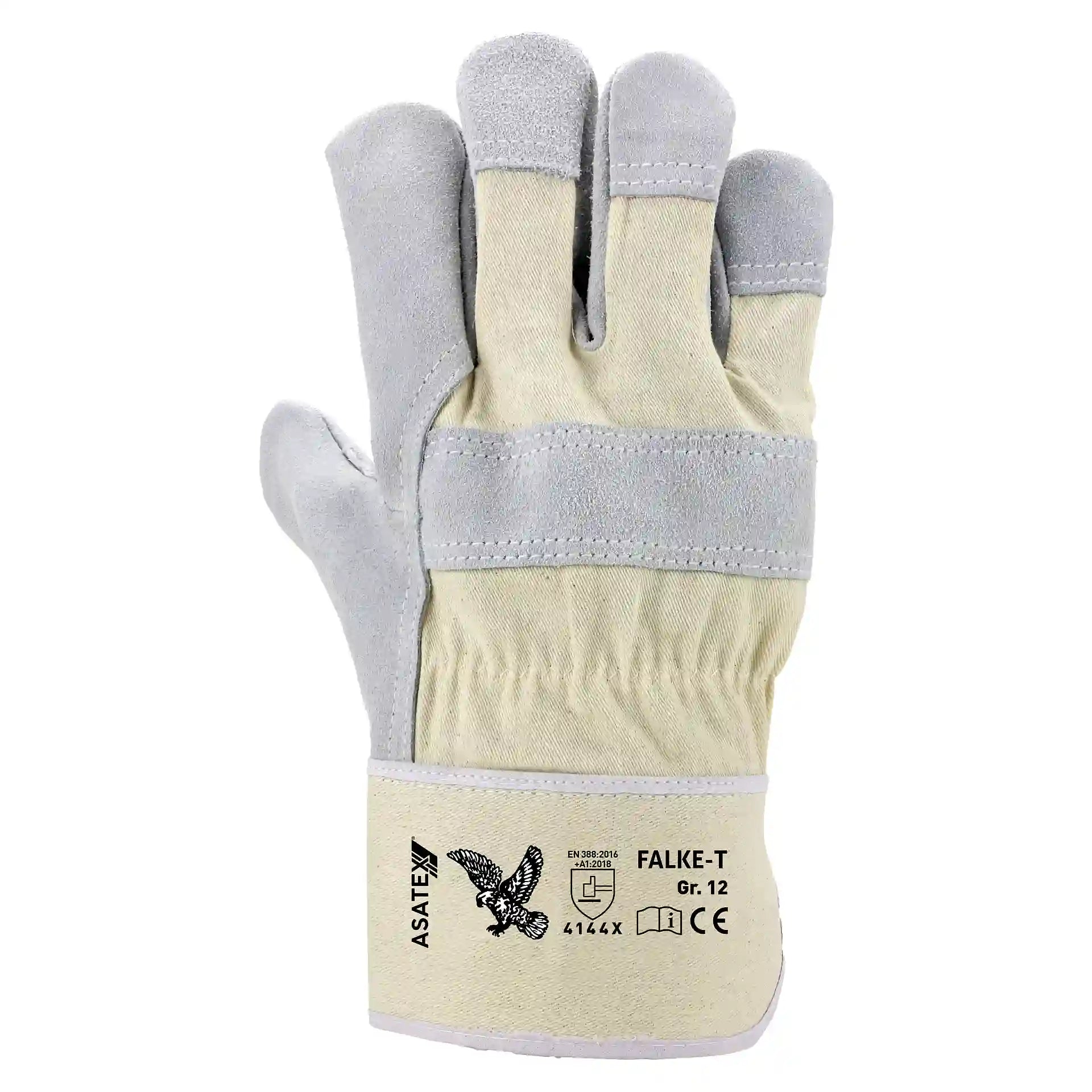 Robuster Rindspaltleder Arbeitshandschuh FALKE-T12 für Profis in Größe 12