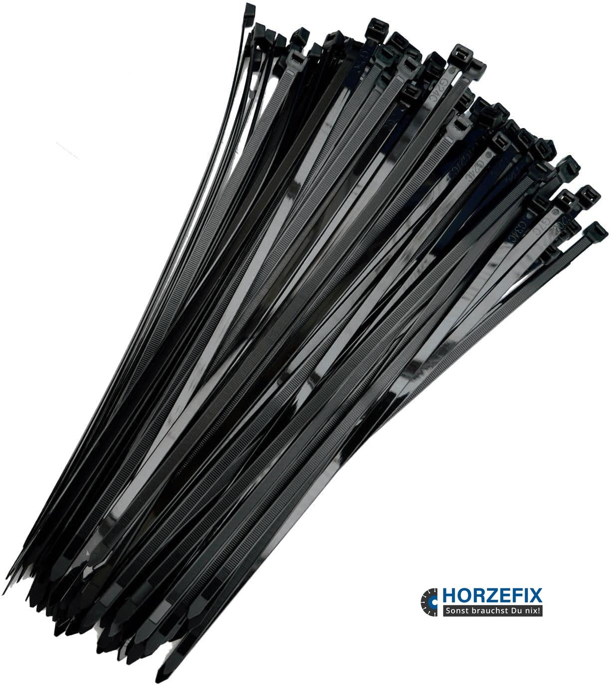 HorzeFix Kabelbinder 100 Stück schwarz uv beständig Universalbinder 2,5/3,6/4,8/7,6 breit horzefix