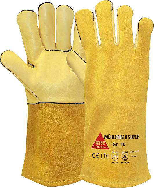 Hase 301110 Mühlheim II Super Schweißerhandschuhe gefüttert 6 Paar Gr 8-12