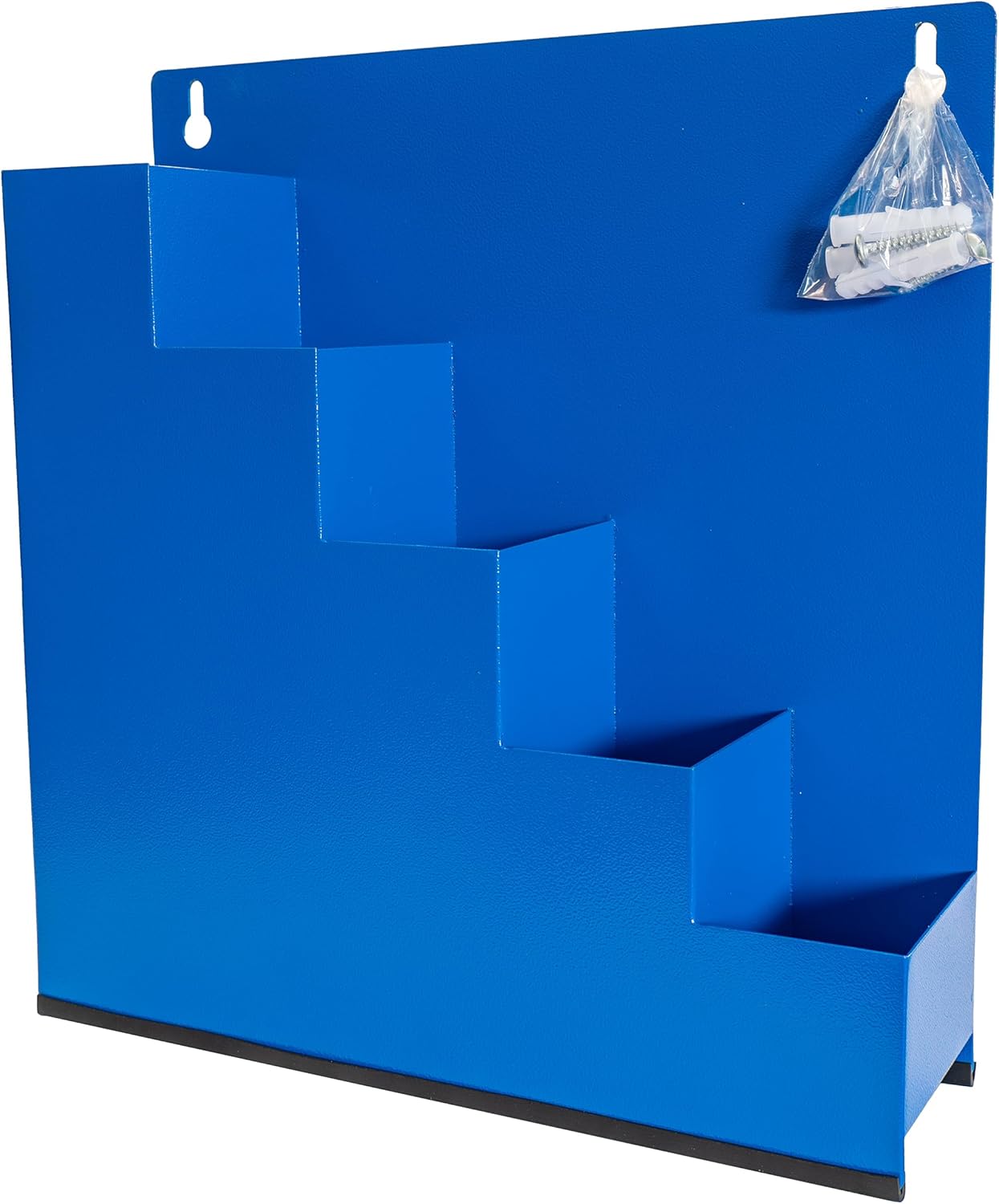 HORZEFIX Kabelbinder Ordnungsbox Wandhalter zur Wandbefestigung aus Metall in blau inklusive 2 Schrauben und 2 Dübel- idealer Ordnungshelfer