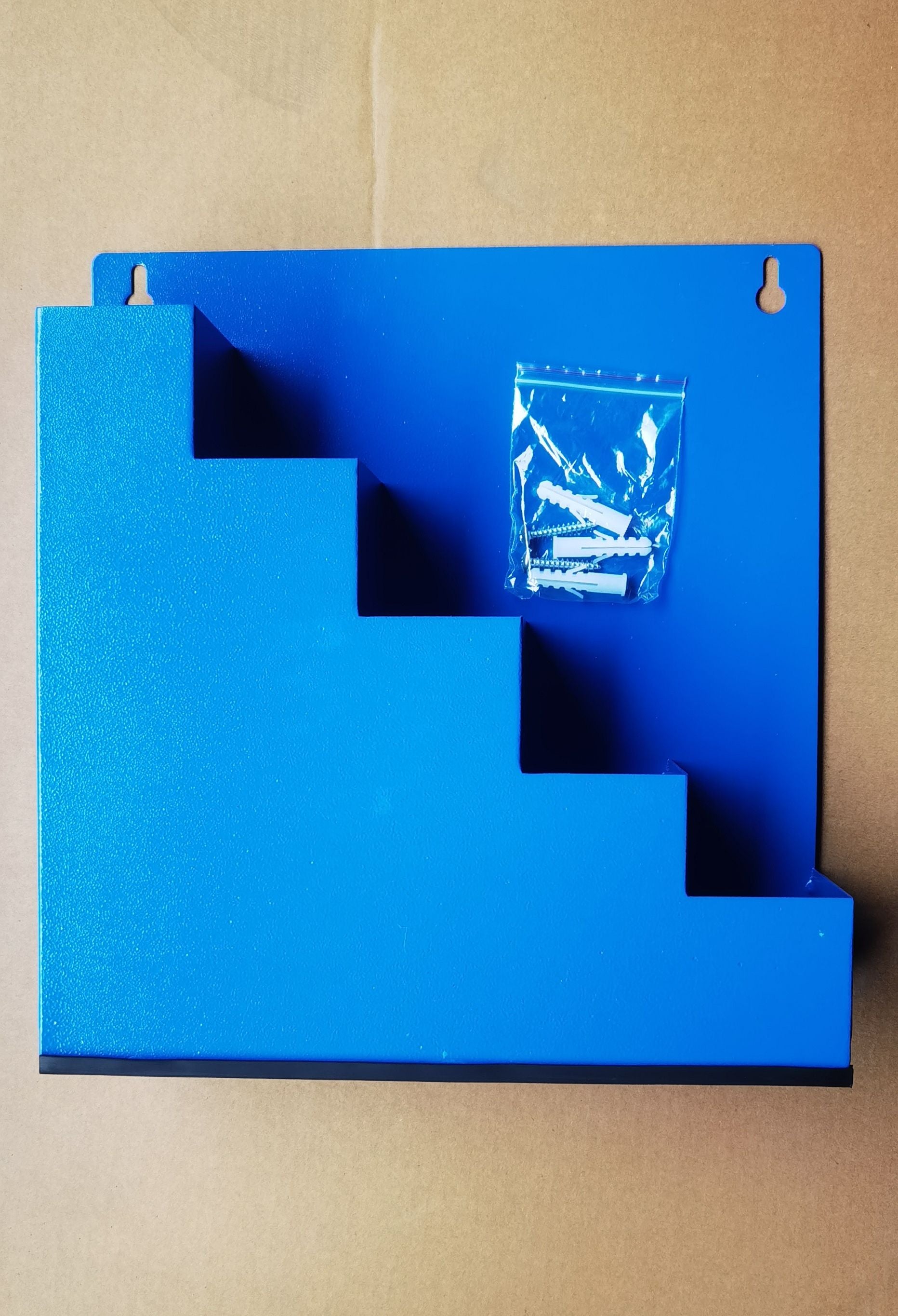 HORZEFIX Kabelbinder Ordnungsbox Wandhalter zur Wandbefestigung aus Metall in blau inklusive 2 Schrauben und 2 Dübel- idealer Ordnungshelfer