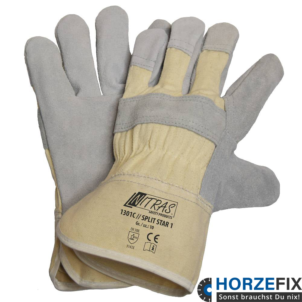 SPLIT STAR 1 Nitras Rindspaltlederhandschuh nach EN388 Gr.10