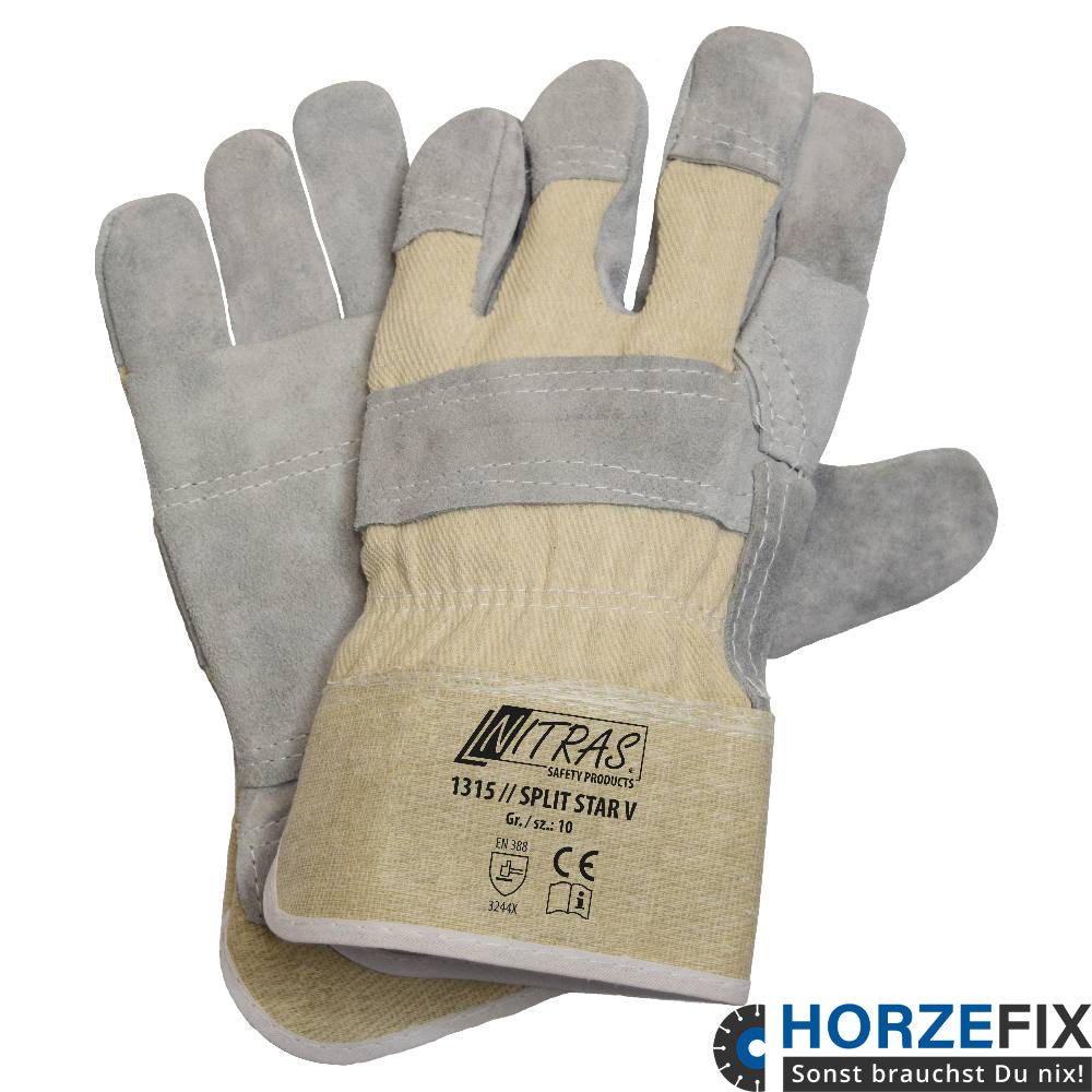 SPLIT STAR V Nitras Rindspaltlederhandschuh nach EN 388 Gr. 10