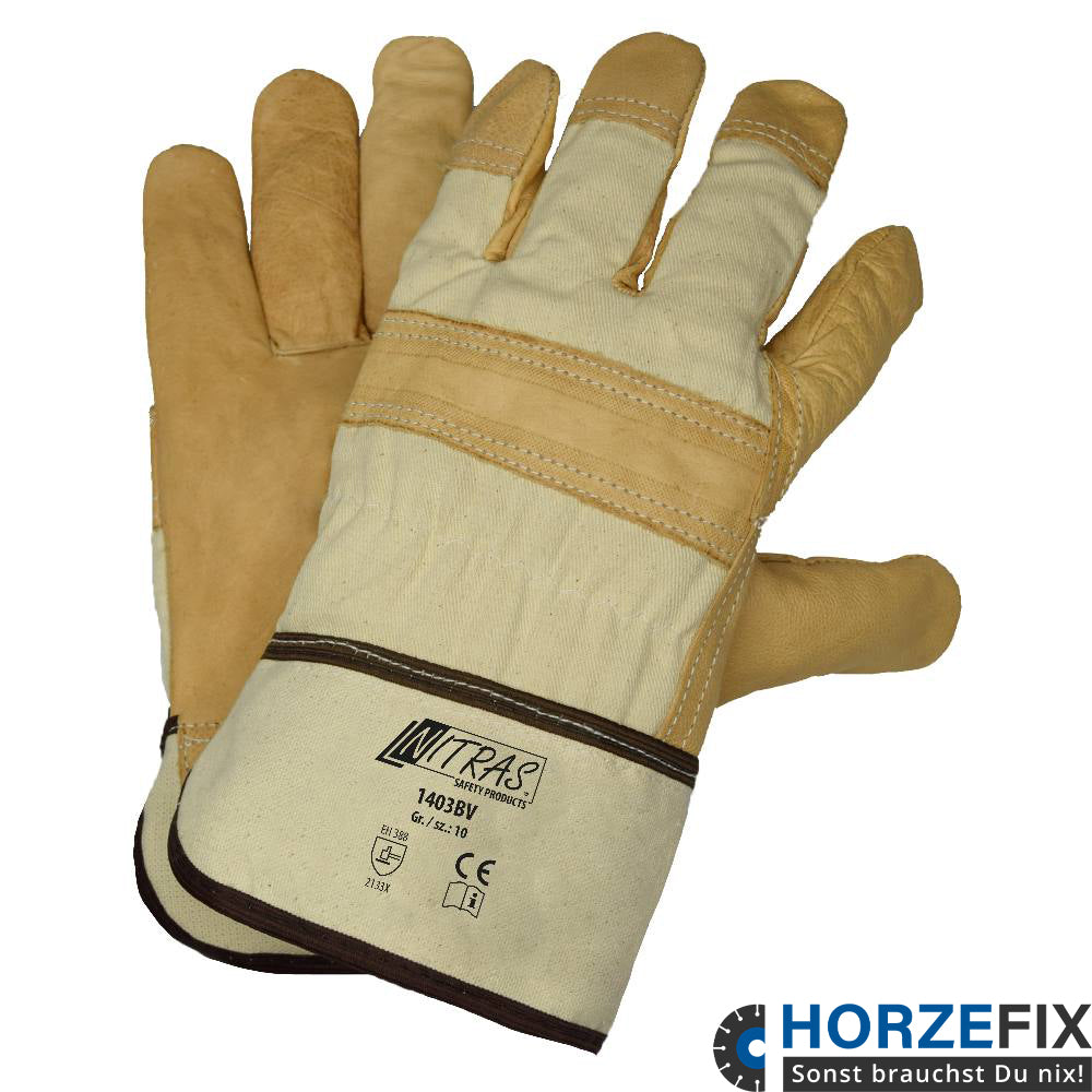 Nitras Bio-Rindvolllederhandschuh nach EN388  Gr.10