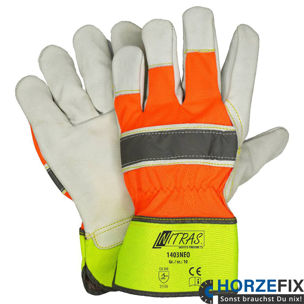 NEO Nitras Rindvollleder mit Signalfarben nach EN 388 Gr. 10