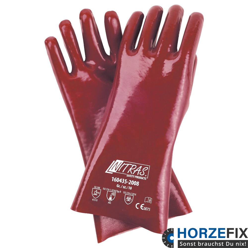 Nitras Chemiekalienschutzhandschuhe PVC vollbeschichtet doppel getaucht EN 388 EN ISO 374-1:2016 EN ISO 374-5:2016 Gr. 10