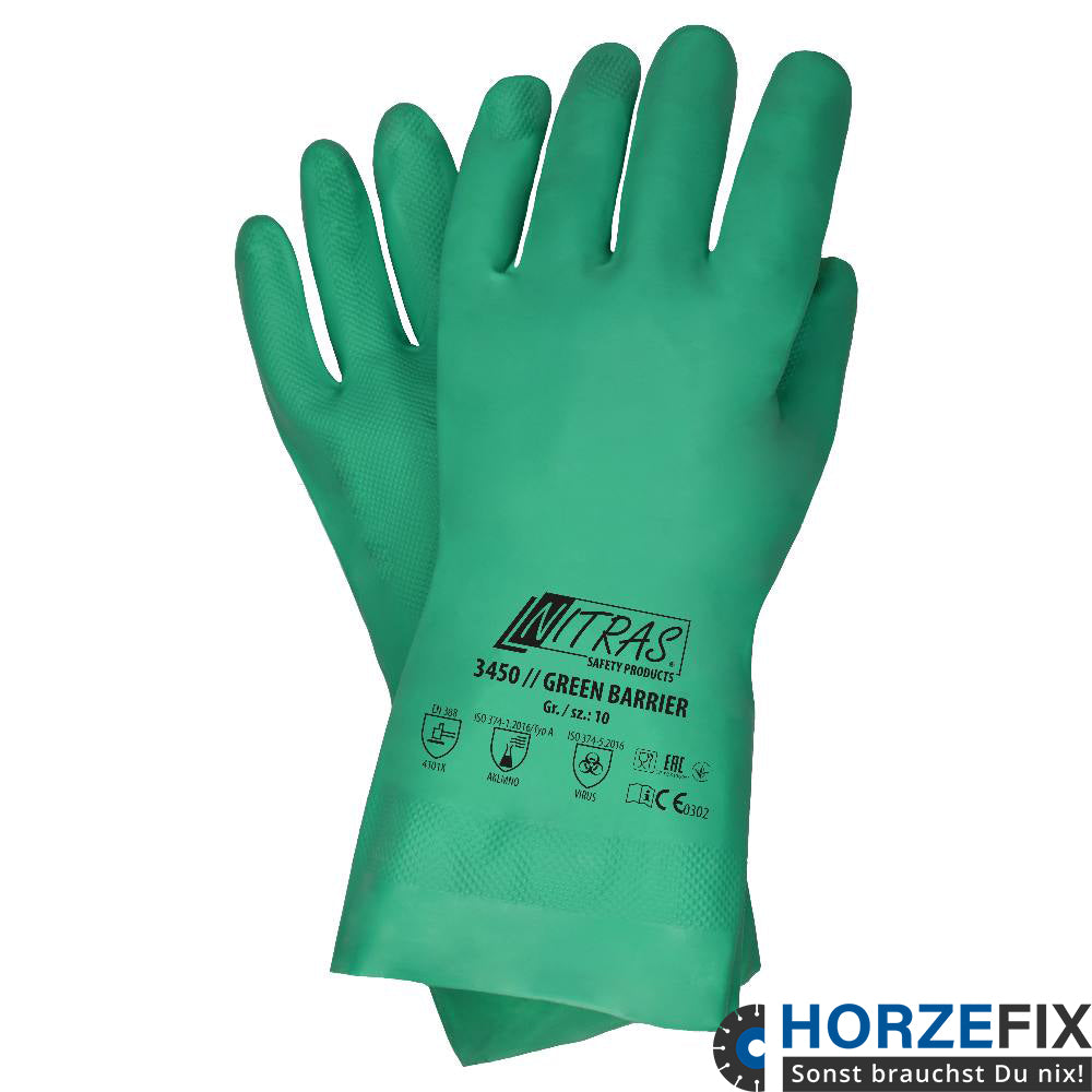 Nitras GREEN BARRIER Chemikalienschutzhandschuh Nitril grün gegen Viren Lebensmittelkontakt Gr. 7-11