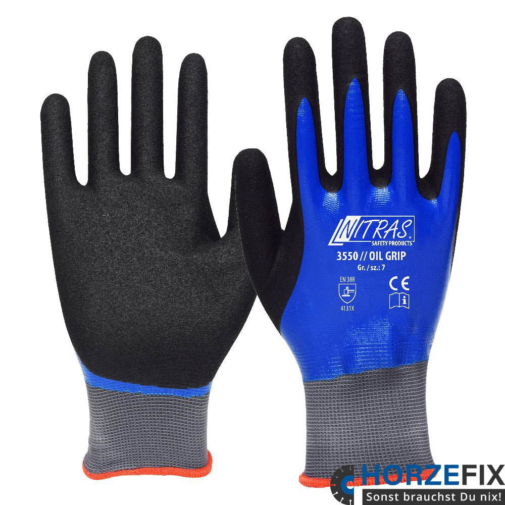 Nitras OIL GRIP blau Nitril gesandet nach EN 388 Gr. 7-11
