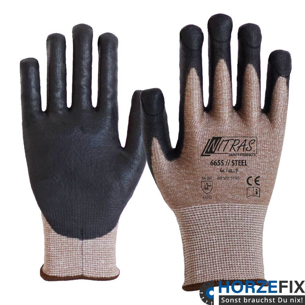 Nitras Stichschutzhandschuhe mit PU-Beschichtung nach EN388 und DIN SPEC 91365 Gr. 9-11
