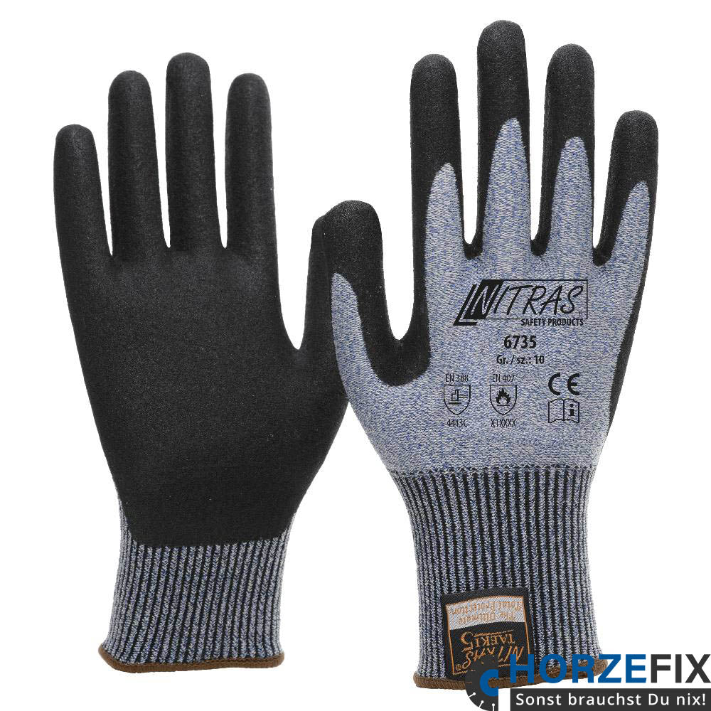 Nitras Schnittschutzhandschuh Feinstrick mit Nitrilschaumbeschichtung auf Innenhand und Fingerkuppen nach EN 388 und EN 407 Gr.6-11