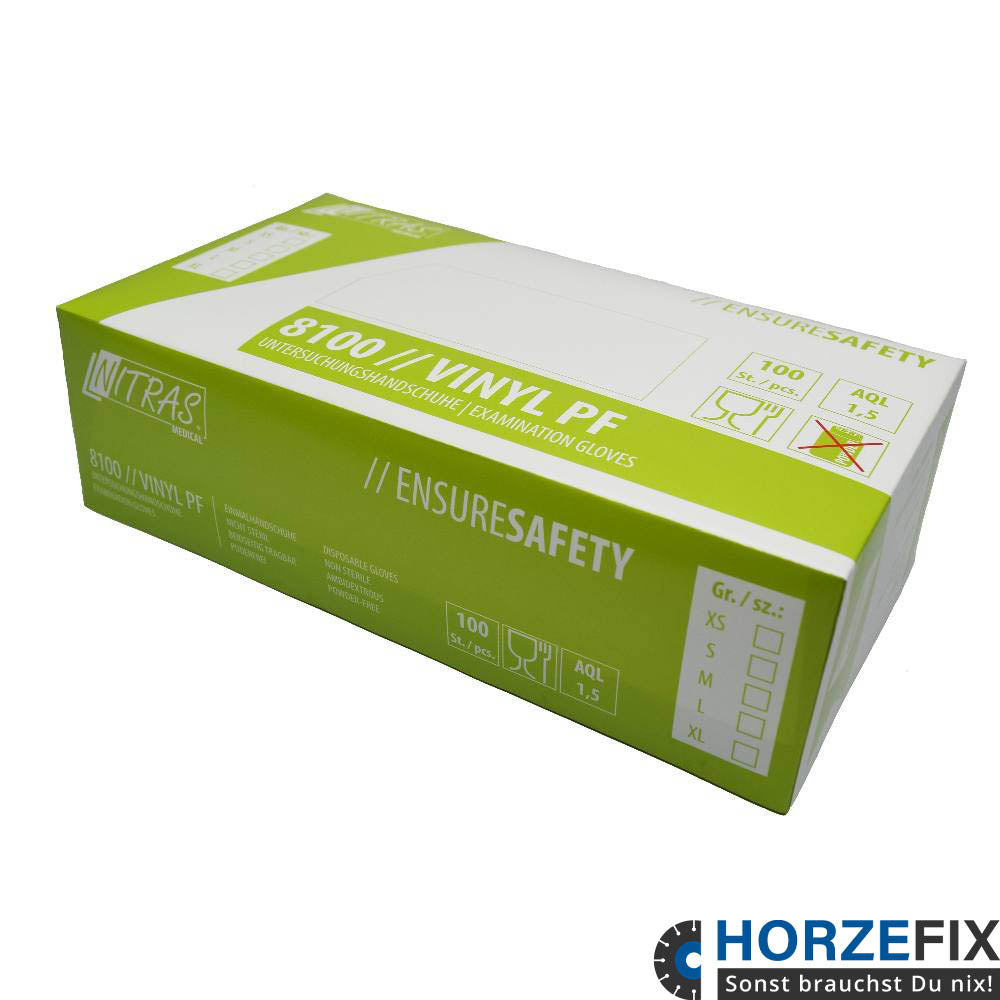 VINYL PF Nitras Vinyl transparent Einweghandschuhe puderfrei Lebensmittkontakt nach EN 455 Gr. XS-XL