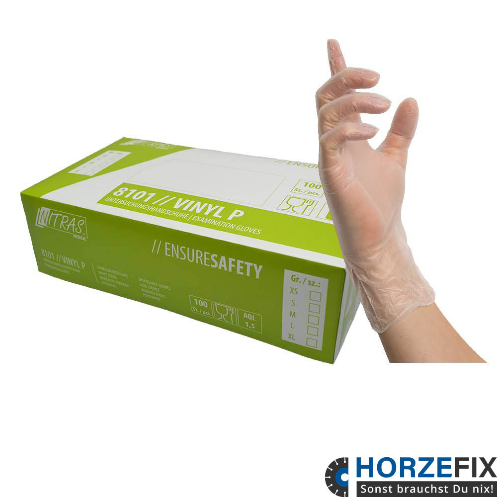 nitril handschuhe transparent 8101 Vinyl P Nitras transparent Einmalhandschuhe gepudert Gr S-XL