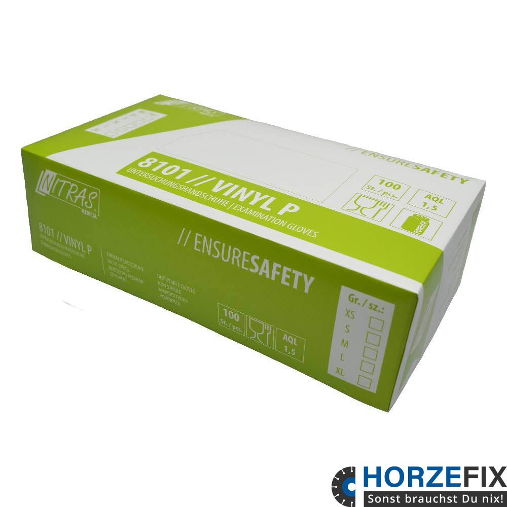 VINYL P Nitras Vinyl transparent Einweghandschuhe gepudertLebensmittkontakt nach EN 455 Gr. S-XL