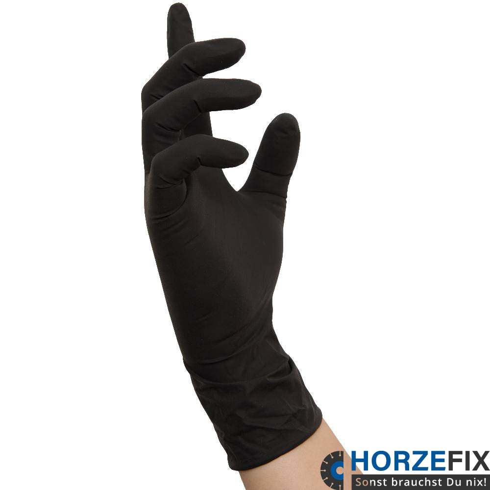 8220 Nitras black Scorpion latex schwarz Einmalhandschuhe puderfrei Lebensmittkontakt 1 Box 100 Stück Gr XS-XL horzefix