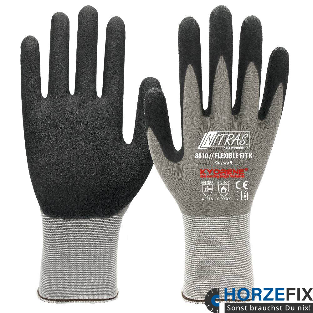 8810 NITRAS FLEXIBLE FIT K Strickhandschuh Nitrilschaum-Beschichtung schwarz 12 Paar Gr 6-11 horzefix