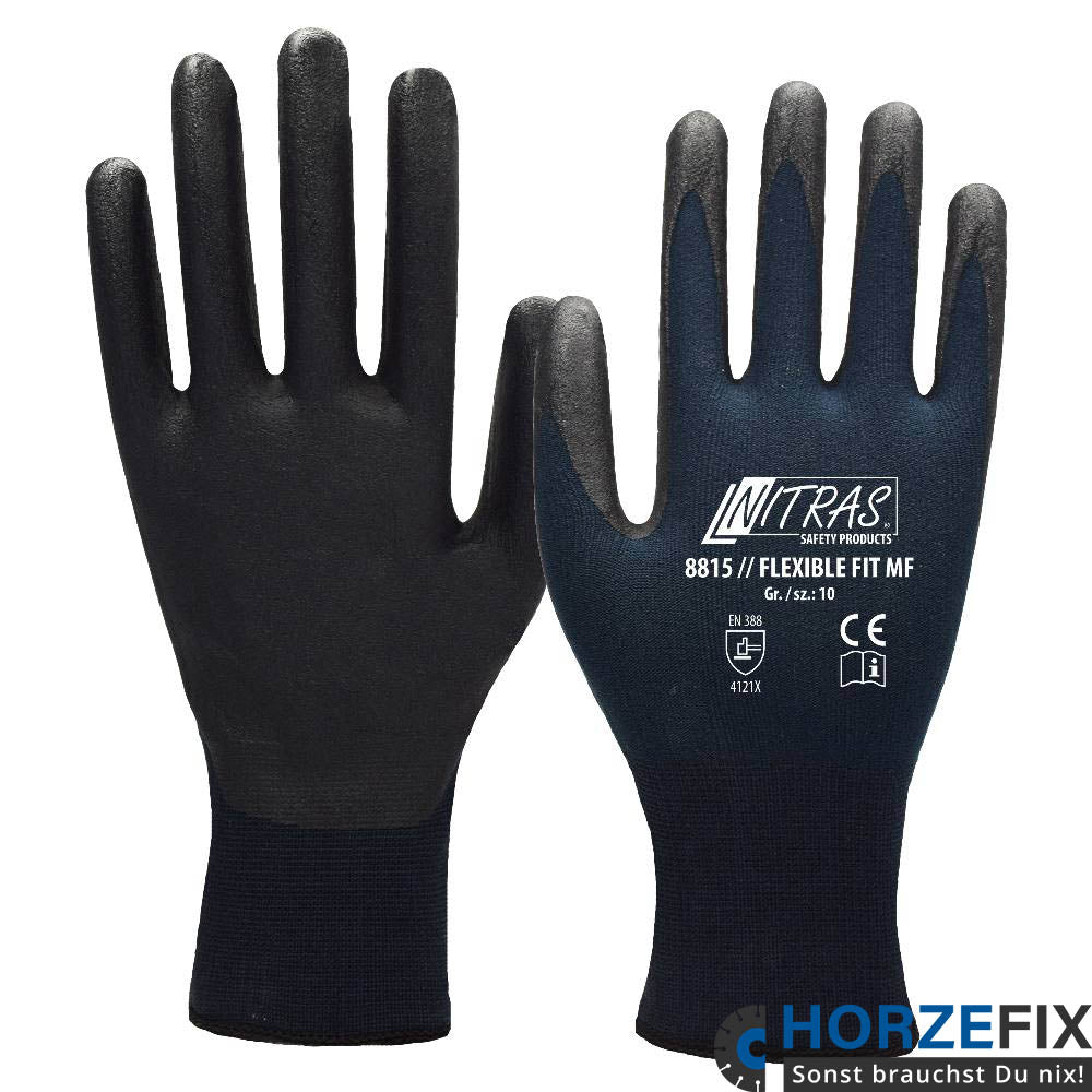 8815 Nitras FLEXIBLE FIT K Strickhandschuh Nitrilschaum beschichtet hitzebestädnig 12 Paar Gr 6-11 horzefix