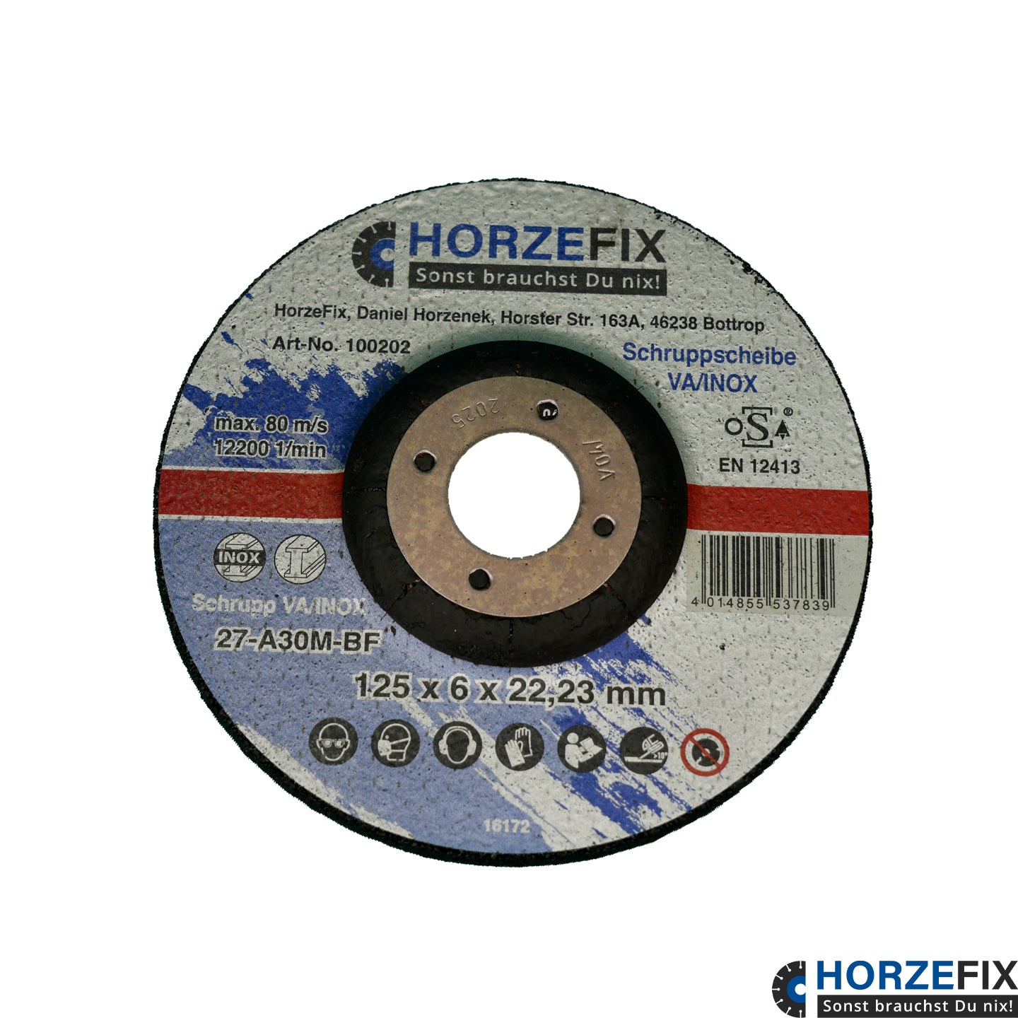HorzeFix Schruppscheibe 10 Stück Metall VA/INOX 125 x 6,0 mm x 22,23 für die Flex horzefix