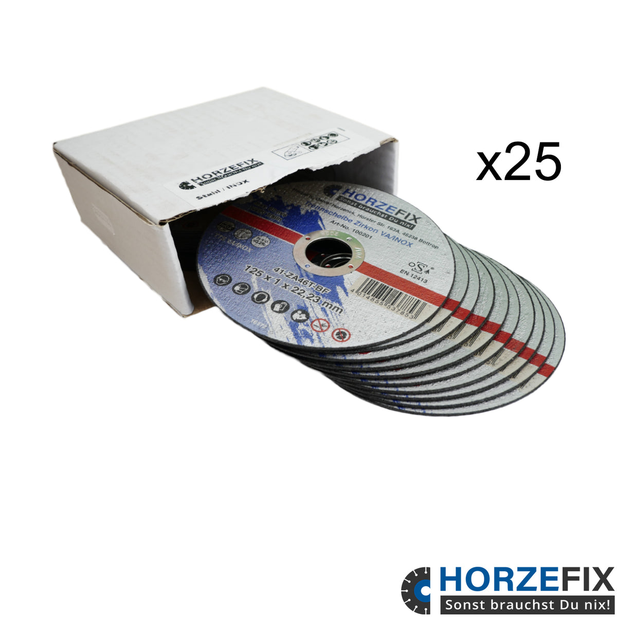 HorzeFix Trennscheibe 125 Metall 1mm dĂĽnn fĂĽr die Flex VA/INOX 125 x 1,0 mm x 22,23 Zirkonkorund horzefix