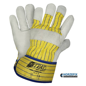 1403C Nitras Poseidon Rindvolllederhandschuhe gelb/blau gestreift Stulpe 12 Paar Gr 10 horzefix