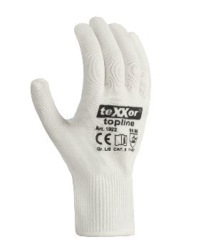 teXXor Topline 1922 Feinstrick Nylon Handschuhe Weiß Größe 6-10