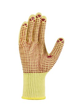teXXor Aramid Mittelstrick-Handschuhe mit roten PVC-Noppen für Hitze- & Schnittschutz