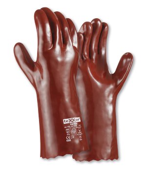 teXXor 2111 Topline PVC Chemikalienschutz Handschuhe Rotbraun Robust