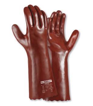 teXXor Topline PVC Chemikalienschutzhandschuhe Rotbraun 40cm Größe 9-10