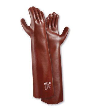 teXXor® topline Chemikalienschutz-Handschuhe aus robustem PVC in Rotbraun