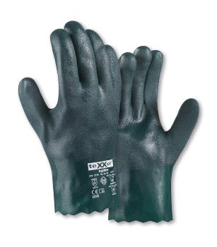 teXXor Topline Chemikalienschutz PVC Handschuhe Grün Robust Griffig 27cm