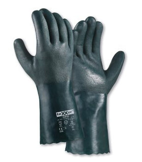 teXXor Topline PVC Chemikalienschutz Handschuhe Grün Geraut 35cm Langlebig