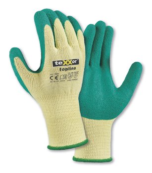 teXXor 2207 Grobstrick-Handschuhe Latex-Beschichtung Gelb-Grün für Bau und Handwerk