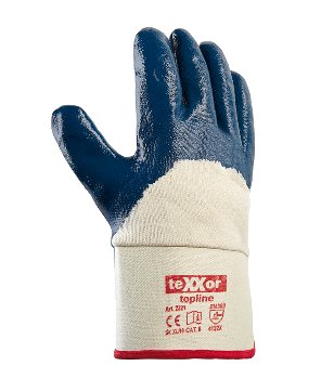 teXXor Topline Nitril Arbeitshandschuhe mit Stulpe robuste Schutzhandschuhe Bau