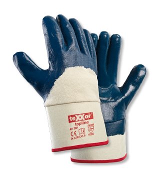 teXXor Topline Nitril Arbeitshandschuhe mit Stulpe robuste Schutzhandschuhe Bau