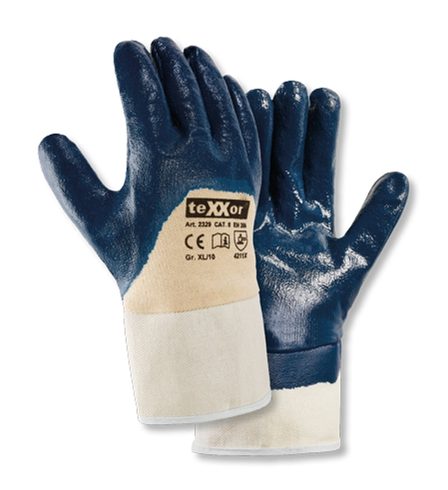 2329 teXXor blau 3/4 teilbeschichtet Nitril-Handschuh mit Stulpe 144 Paar Gr 7-11