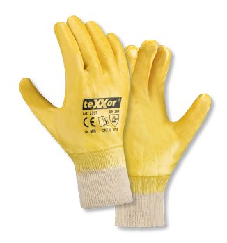 teXXor® Nitril-Handschuhe 2357 Gelb Vollbeschichtet mit Robustem Strickbund