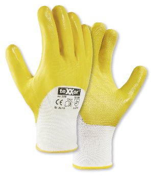 teXXor 2358 Polyester-Strickhandschuhe Nitril-Beschichtet Gelb Robuste Arbeitshandschuhe für Profis