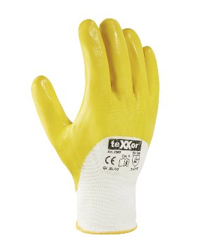 teXXor 2358 Polyester-Strickhandschuhe Nitril-Beschichtet Gelb Robuste Arbeitshandschuhe für Profis