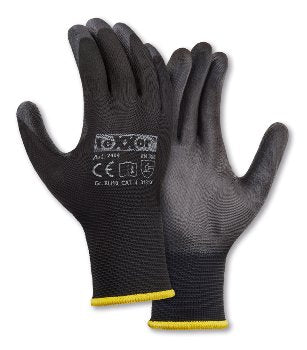 teXXor® Polyester-Strickhandschuhe für Montagearbeiten mit PU-Beschichtung Schwarz