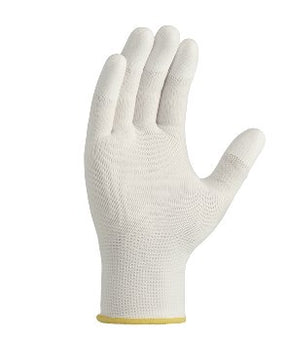 teXXor Leichte Polyester-Strickhandschuhe mit PU-beschichteten Fingerspitzen, weiß