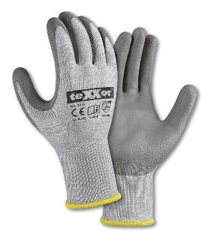 teXXor® Schnittschutz-Strickhandschuhe PU-Beschichtung Grau Ergonomisch Flexibel