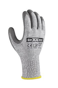 teXXor® Schnittschutz-Strickhandschuhe PU-Beschichtung Grau Ergonomisch Flexibel
