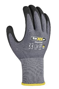 teXXor® Topline Nylon-Strickhandschuhe Nitrilbeschichtet für Präzisionsarbeiten Grau/Schwarz