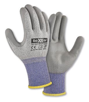 teXXor® Basic Schnittschutz-Strickhandschuhe: Ergonomisch, Flexibel, Atmungsaktiv, Grau-Meliert