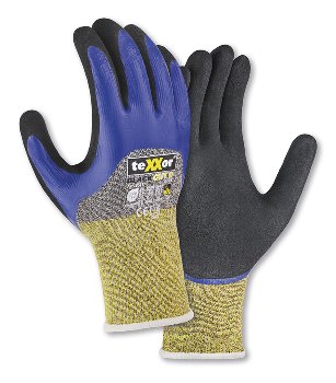 teXXor BLACK CUT D Schnittschutz-Strickhandschuhe: Ergonomisch, Flexibel, Touchscreenfähig, Ölbeständig
