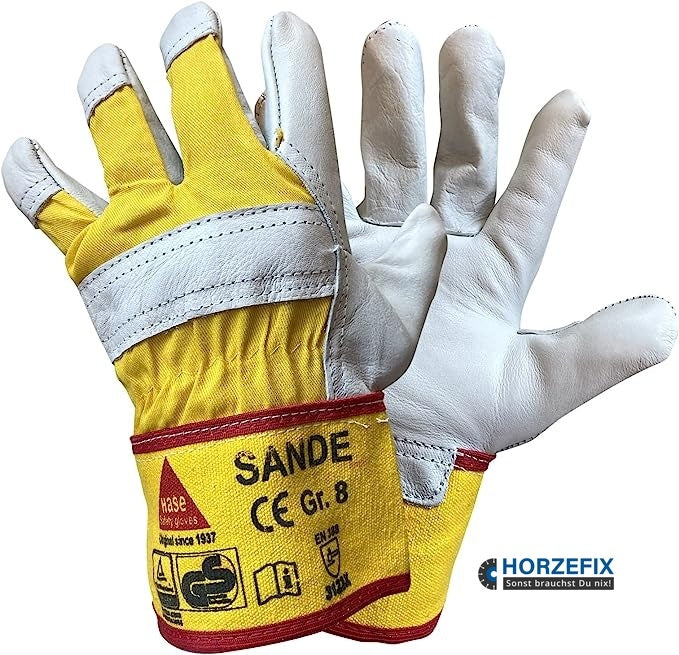 292002 Hase Sande gelb Arbeitshandschuh Lederhandschuhe 12 Paar Gr 8-12 Hase Safety Gloves