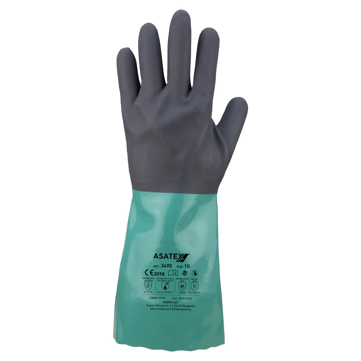 Asatex Chemikalienschutzhandschuh 3490 Nitril Typ A Grün Größe 8