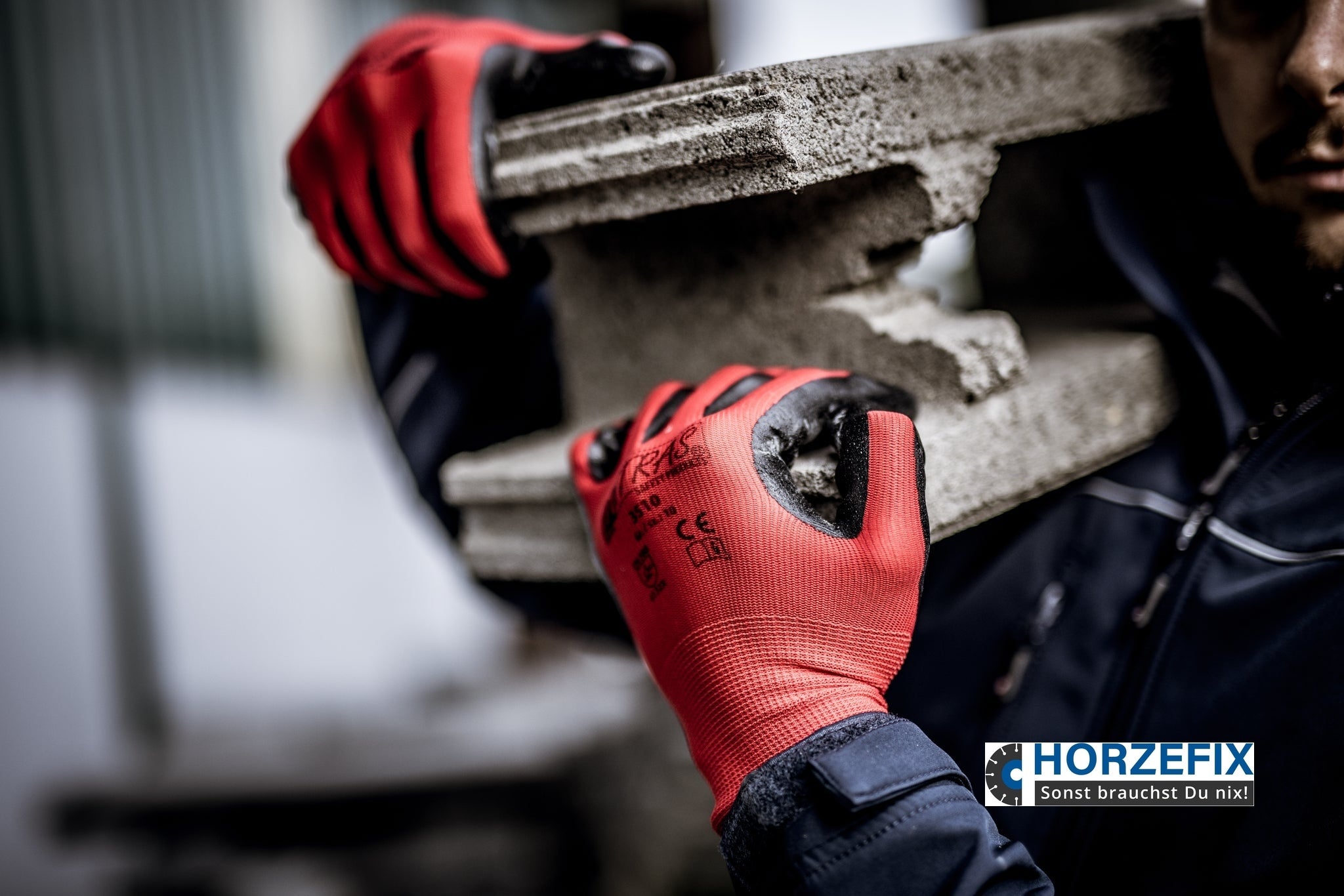 3510 Nitras Nylonhandschuh Nitrilschaum-Beschichtung EN 388 rot 12 Paar Gr 7-11 horzefix