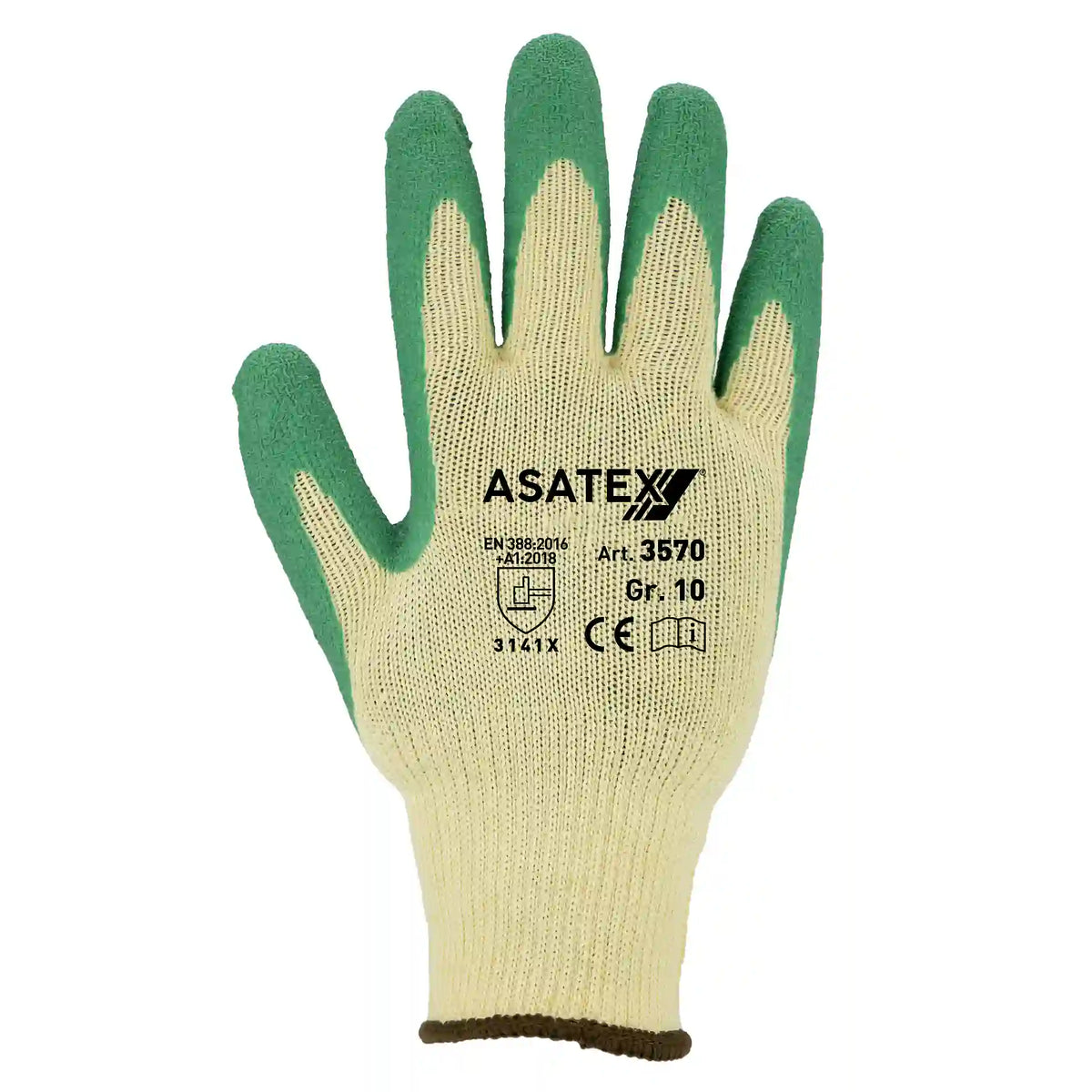 Gelbe ASATEX Latex Handschuhe 3570 mit schrumpfgerauter Beschichtung für Profis