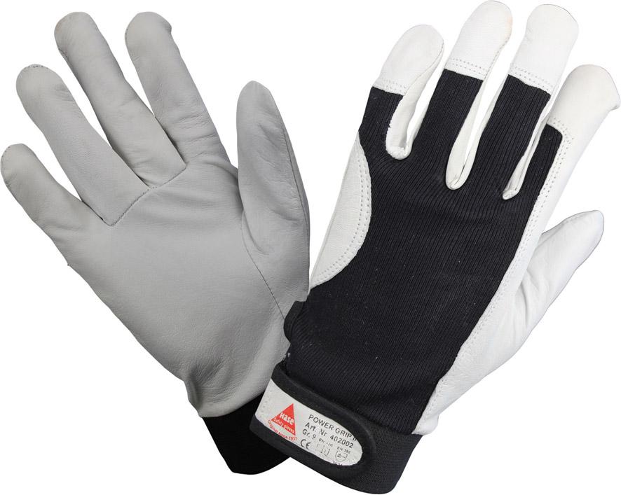402002 Hase Montagehandschuh Power Grip II Ziegennappaleder Klettverschluss Gr 7-12 Hase Safety Gloves